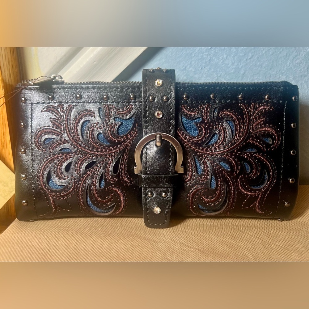 NWT Patricia Nash Annesley Luxe Ranch Leather Wallet/Wristlet - Picture 2 of 6